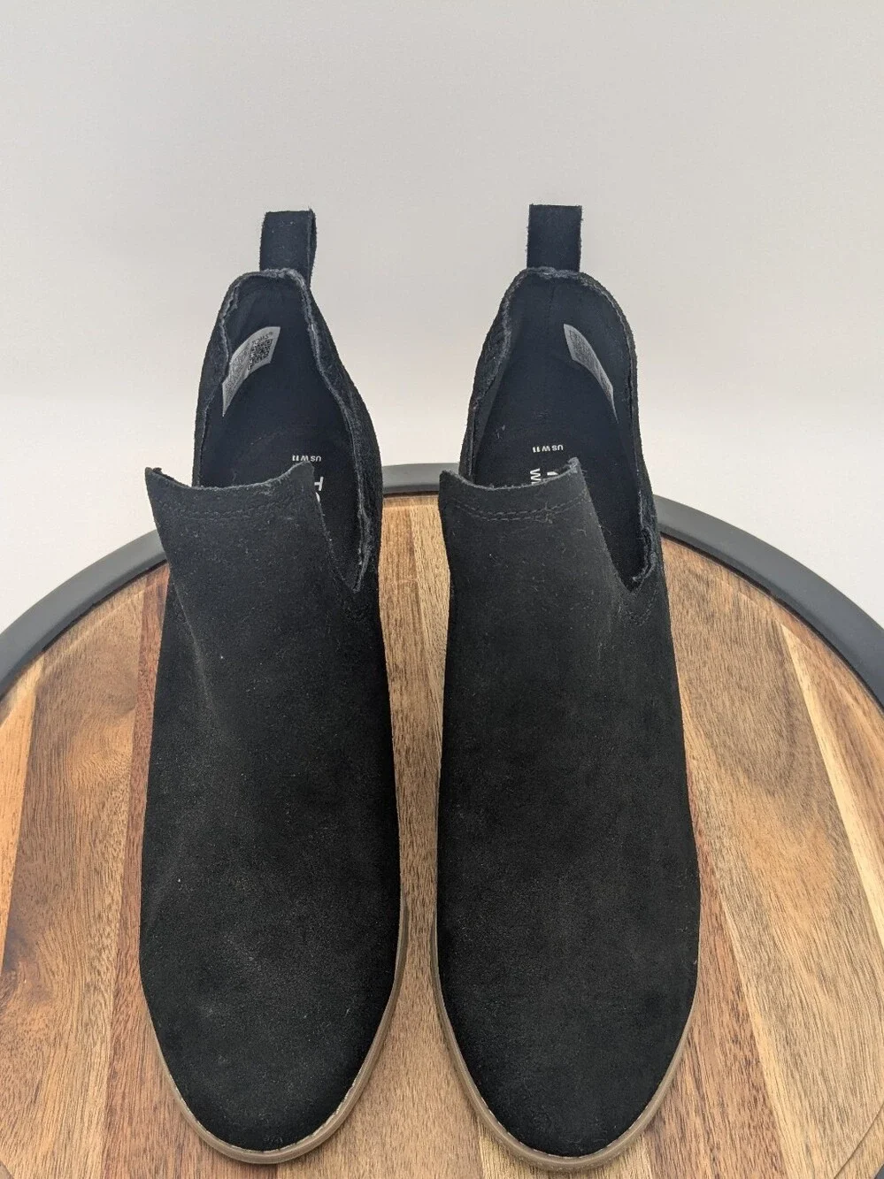 TOMS Women's Black Suede Wedge Chelsea Ankle Booties  Size 11